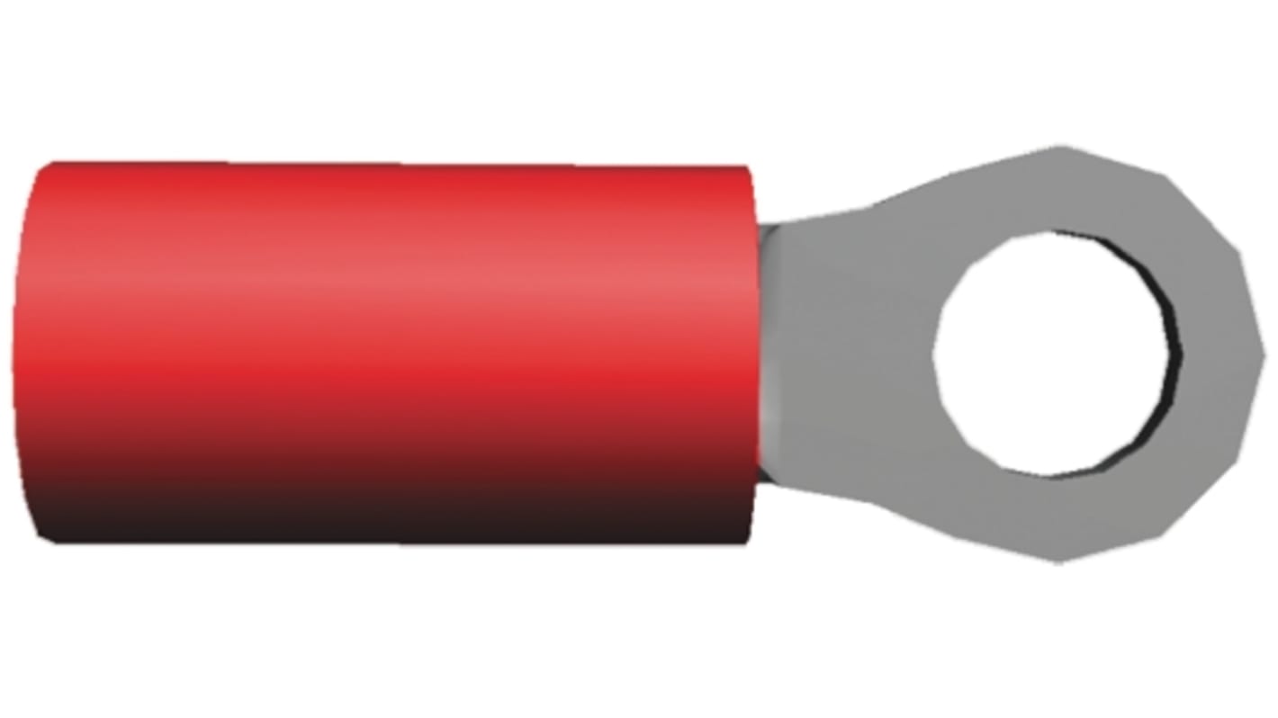 TE Connectivity, PIDG Insulated Ring Terminal, M2.5 Stud Size, 0.26mm² to 1.65mm² Wire Size, Red