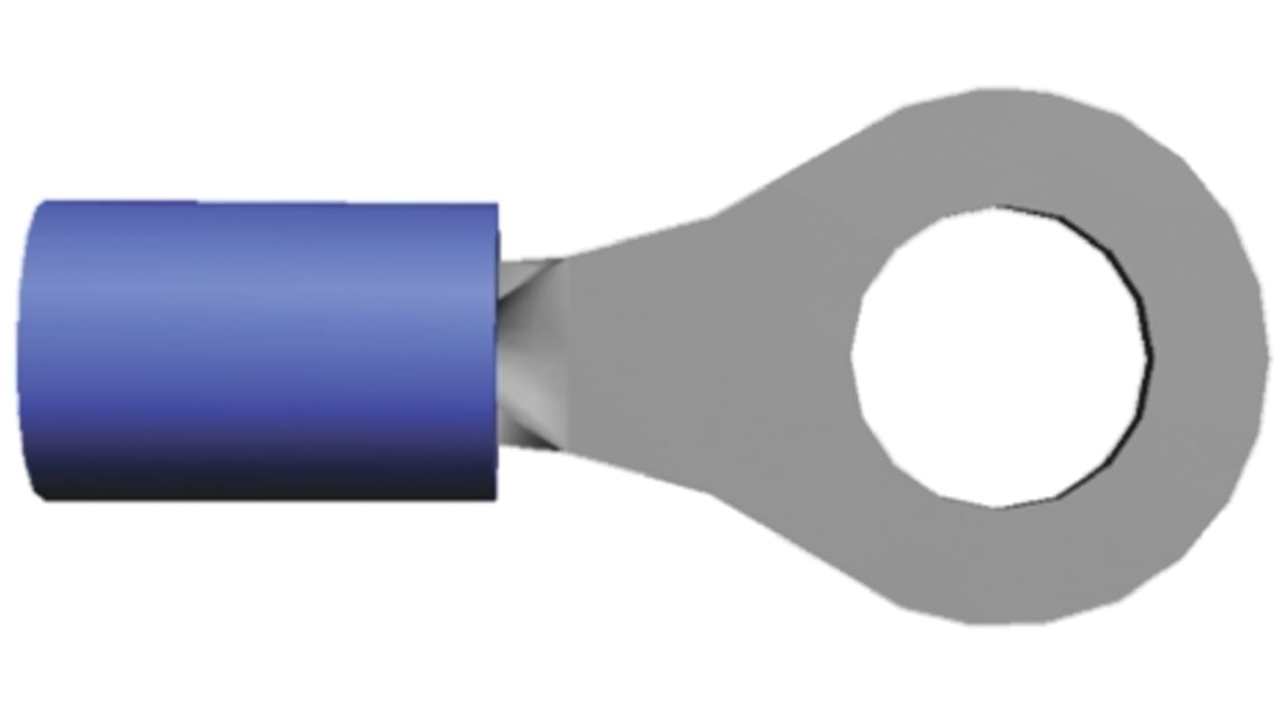TE Connectivity PLASTI-GRIP Ringkabelschuh, Isoliert, Vinyl, Blau, aussen ø 20.7mm, innen ø 13.08mm, max. 16.77mm², M12