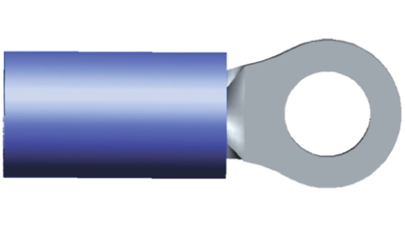 TE Connectivity, PLASTI-GRIP Insulated Crimp Ring Terminal, M3.5 Stud Size, 1mm² to 2.6mm² Wire Size, Blue