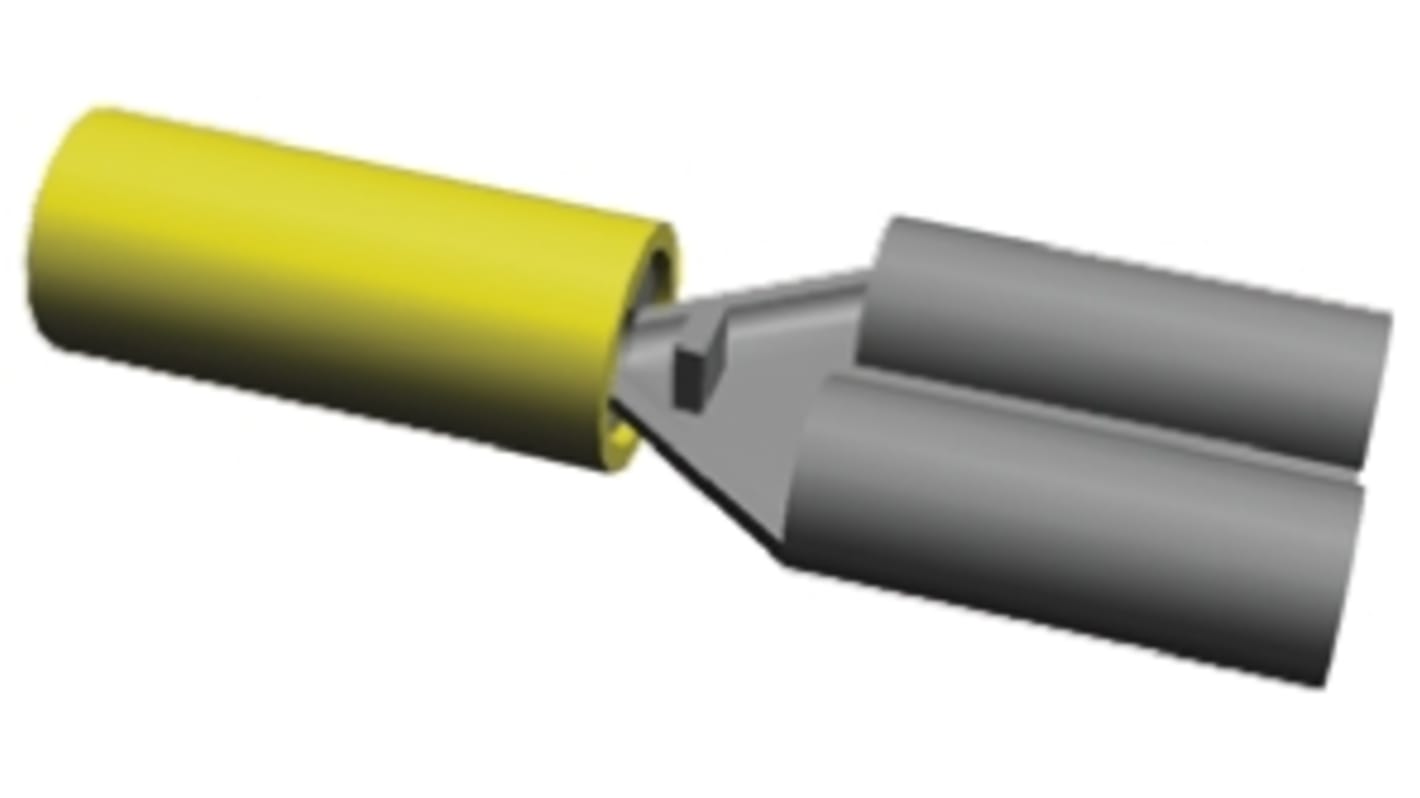 TE Connectivity PIDG FASTON .187 Yellow Insulated Female Spade Connector, Receptacle, 4.75 x 0.51mm Tab Size, 0.1mm² to