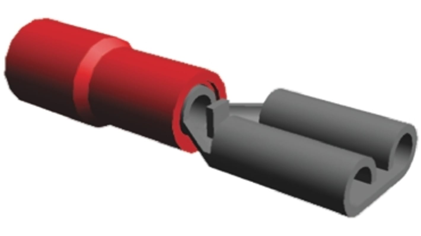 TE Connectivity PIDG FASTON .187 Red Insulated Female Spade Connector, Receptacle, 4.75 x 0.51mm Tab Size, 0.3mm² to