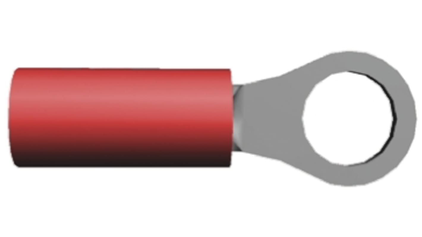 TE Connectivity, PIDG Insulated Ring Terminal, M4 Stud Size, 0.26mm² to 1mm² Wire Size, Red