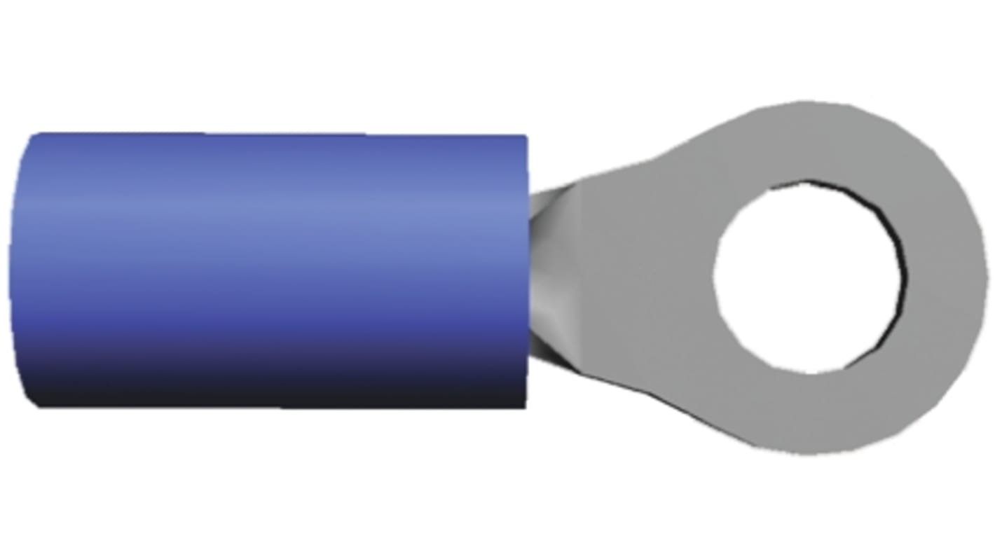 TE Connectivity 绝缘铜线鼻子, Φ0.171in内环, M4螺栓, 2.6mm²线规, 蓝色, PIDG系列