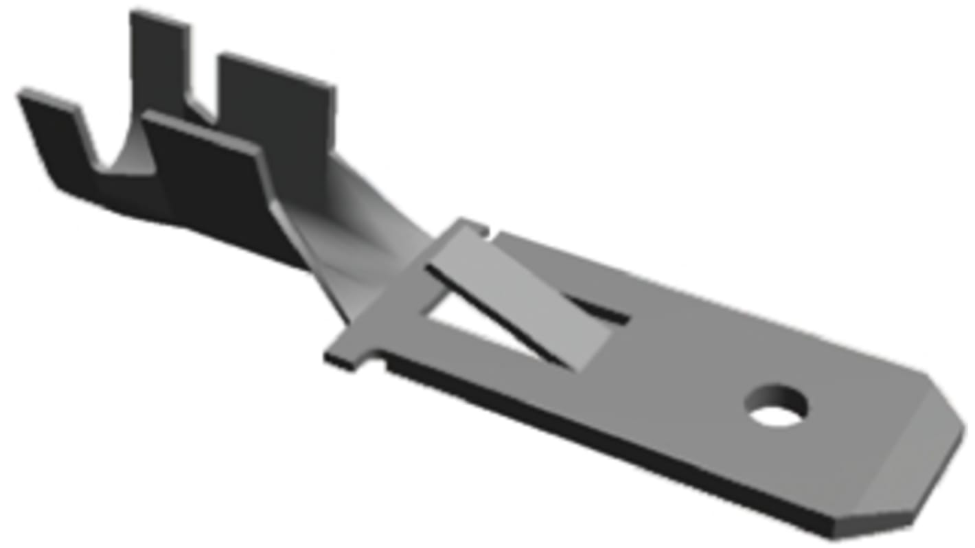 TE Connectivity FASTIN-FASTON .250 Uninsulated Male Spade Connector, Tab, 6.35 x 0.81mm Tab Size, 1mm² to 2.5mm²