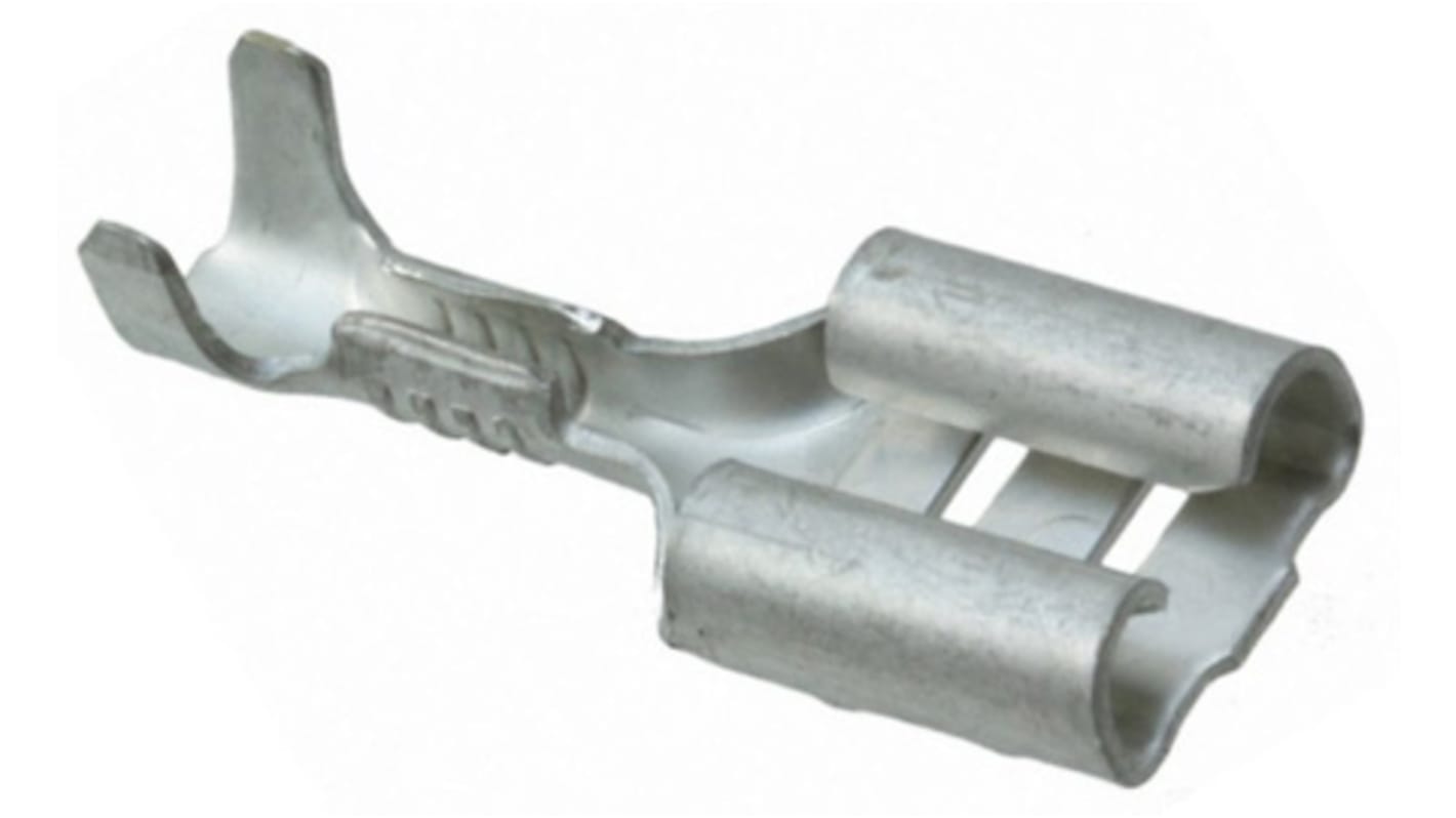 TE Connectivity FASTON .250 Uninsulated Female Crimp Receptacle, 6.35 x 0.8mm Tab Size, 0.3mm² to 0.8mm²
