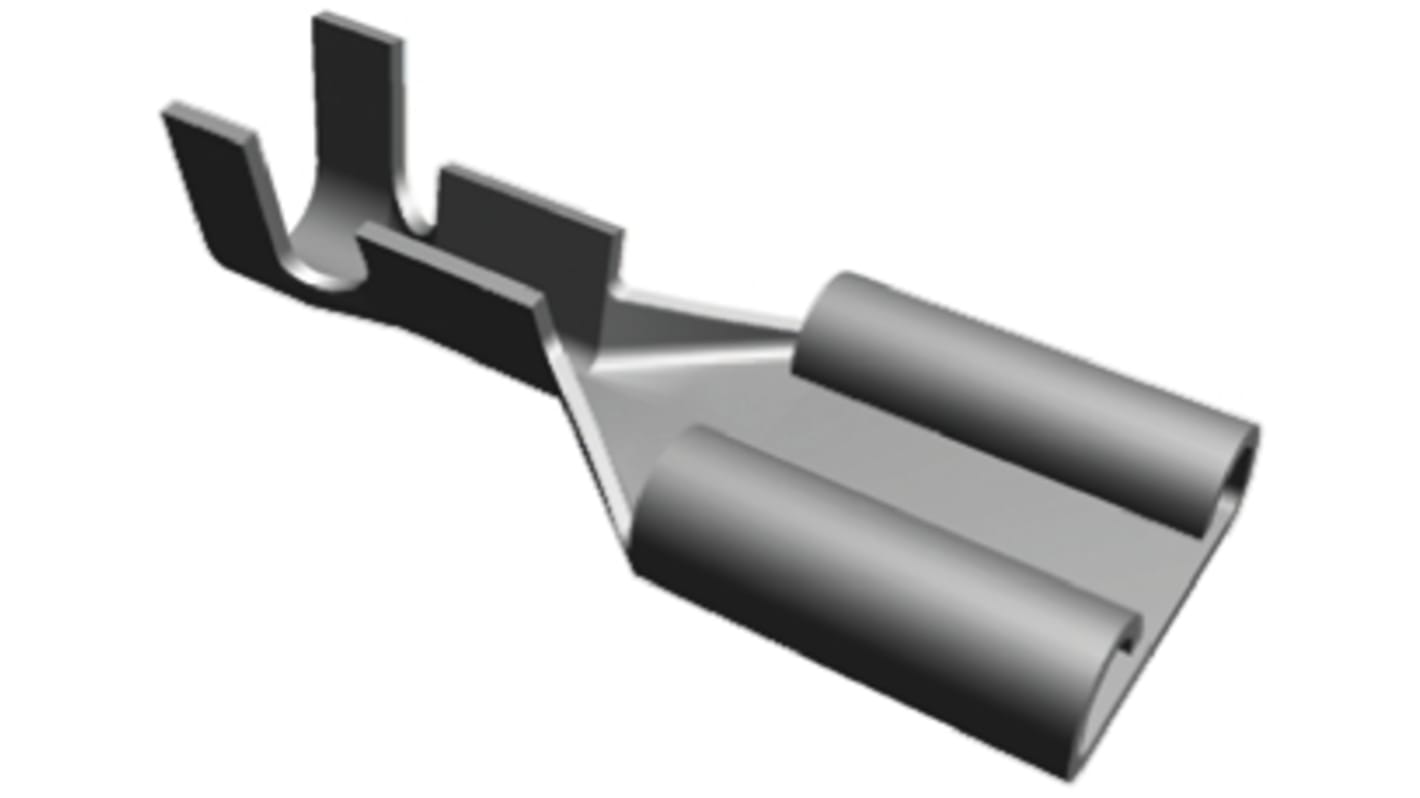TE Connectivity FASTON .250 Uninsulated Female Spade Connector, Receptacle, 6.35 x 0.81mm Tab Size, 0.3mm² to 0.8mm²