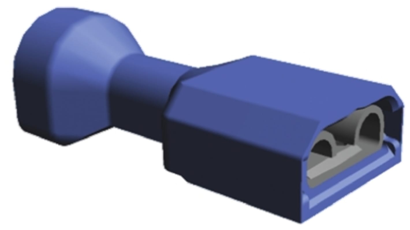 TE Connectivity Ultra-Fast .250 Blue Insulated Female Crimp Receptacle, 6.35 x 0.81mm Tab Size, 1.3mm² to 2mm²