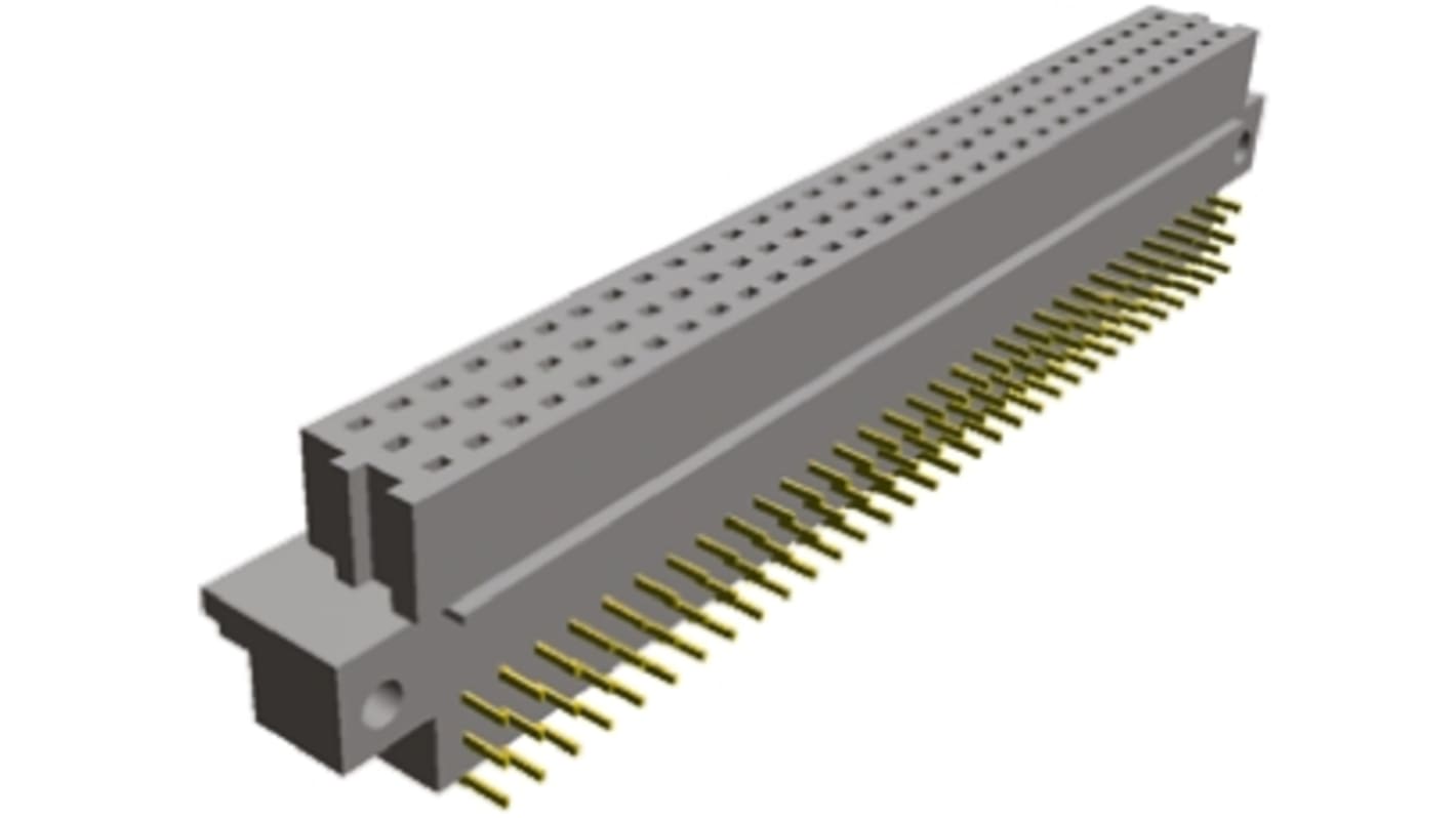 TE Connectivity Eurocard C2 DIN 41612-Steckverbinder Buchse gewinkelt, 96-polig / 3-reihig, Raster 2.54mm Lötanschluss