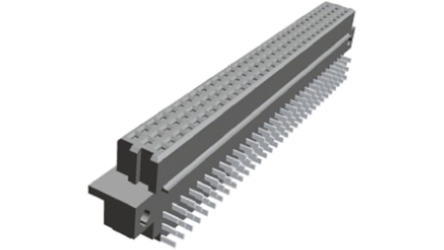 TE Connectivity Eurocard 96 Way 2.54mm Pitch, Type R Class C2, 3 Row, Right Angle DIN 41612 Connector, Socket