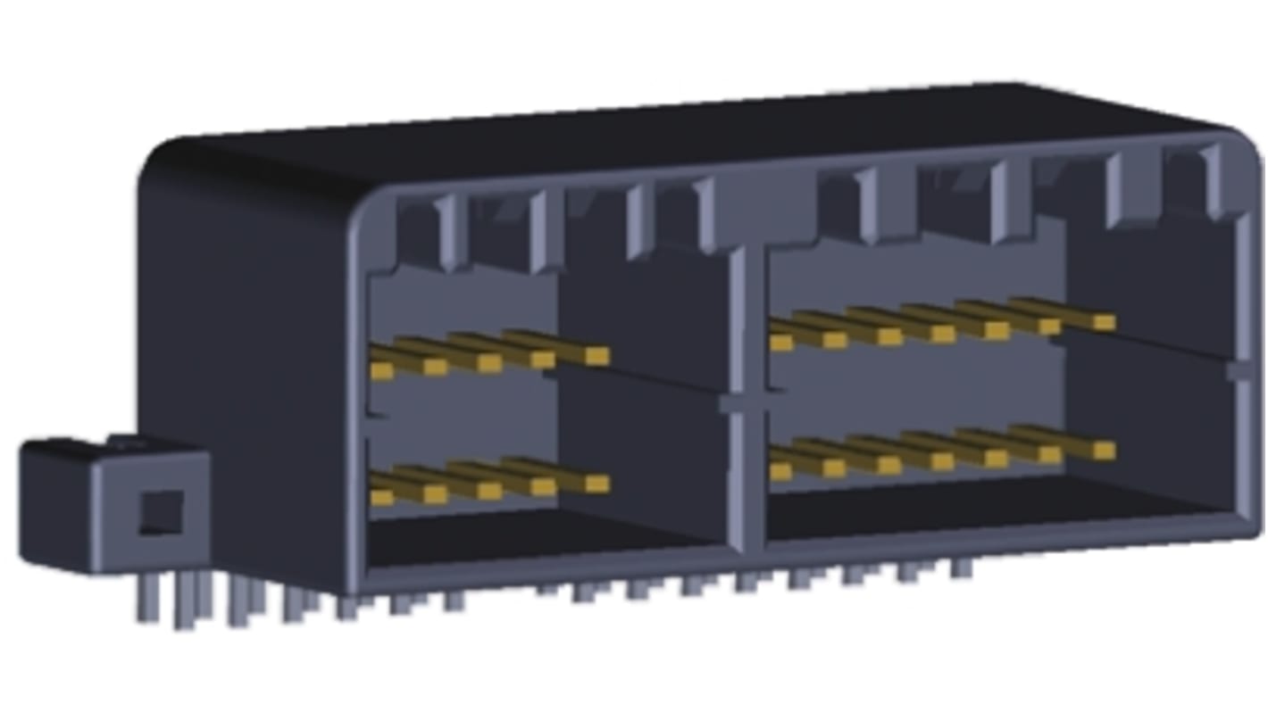 TE Connectivity MULTILOCK 040 II Series Right Angle Through Hole Mount PCB Socket, 28-Contact, 2-Row, 2.5mm Pitch,
