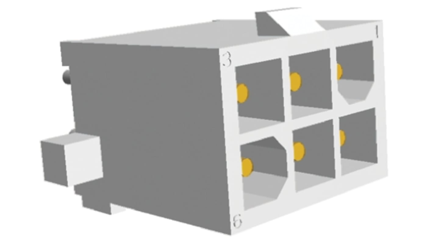 TE Connectivity Mini-Universal MATE-N-LOK Series Straight Through Hole PCB Header, 6 Contact(s), 4.14mm Pitch, 2