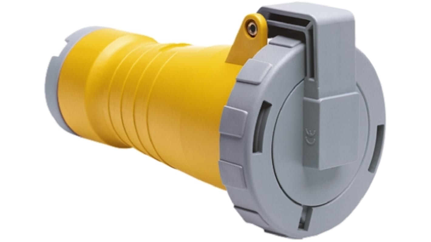 ABB, Tough & Safe IP67 Yellow Cable Mount 2P+E Industrial Power Socket, Rated At 16A, 110 V