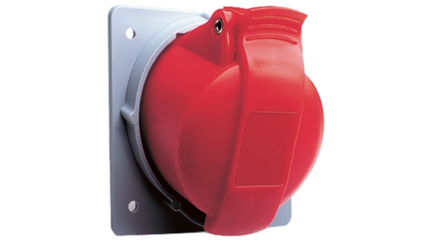 Amphenol Industrial 32A工业连接器插座, 3P + N + E, 415 V, IP44, 红色, 面板安装, Easy & Safe系列