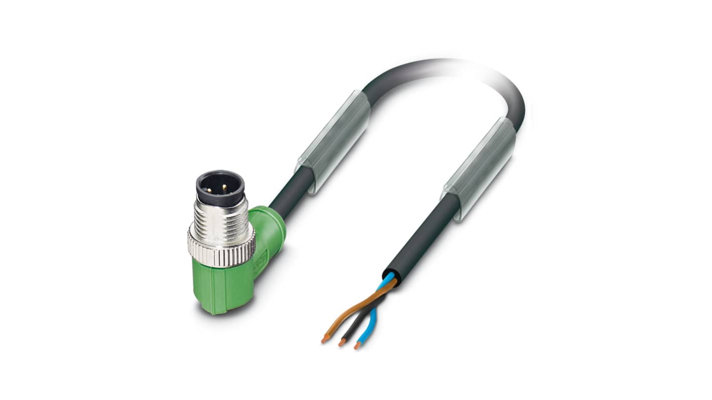 Cable de conexión Phoenix Contact, con. A M12 Macho, 3 polos, cod.: A, long. 5m, 250 V, 4 A, IP65, IP68, IP69K