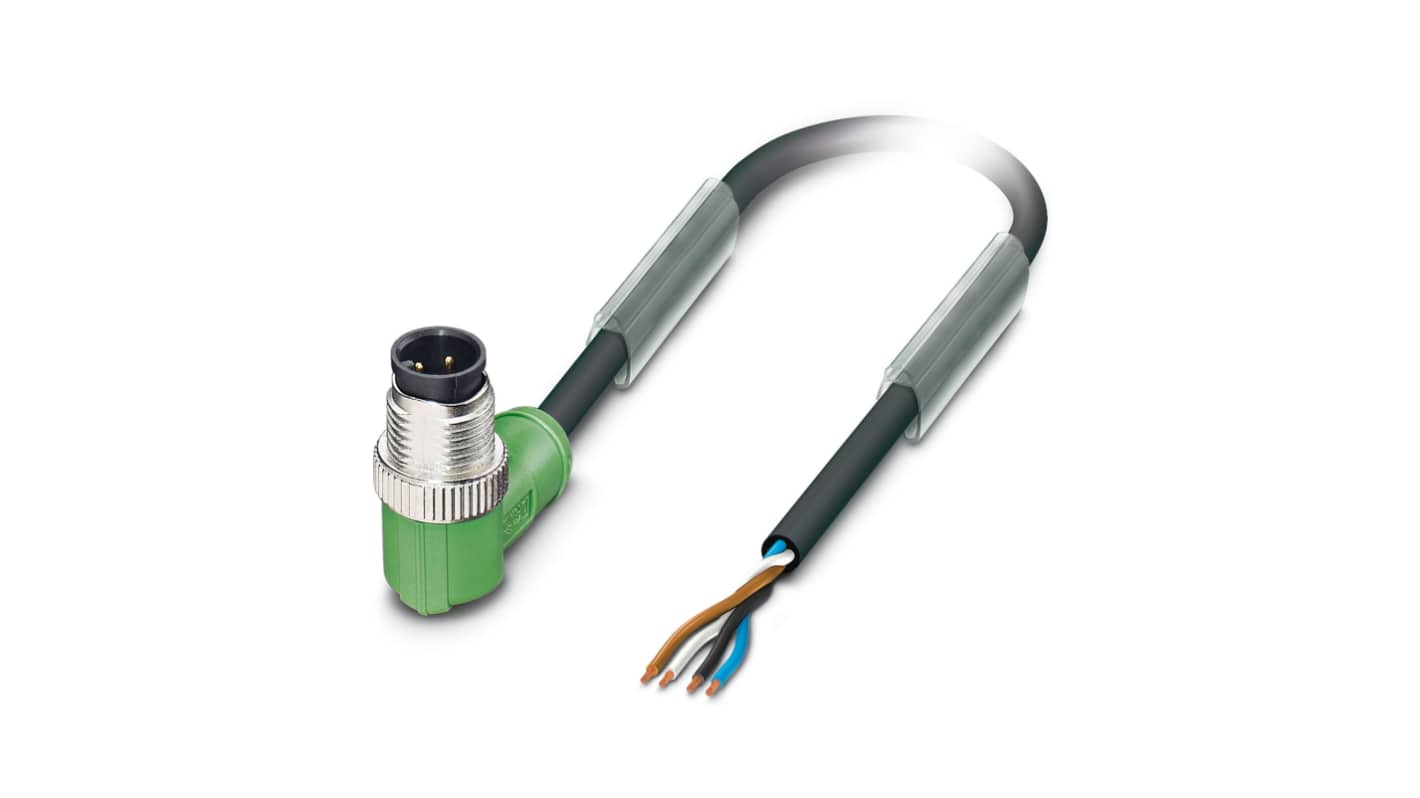 Phoenix Contact Right Angle Male 4 way M12 to Sensor Actuator Cable, 1.5m