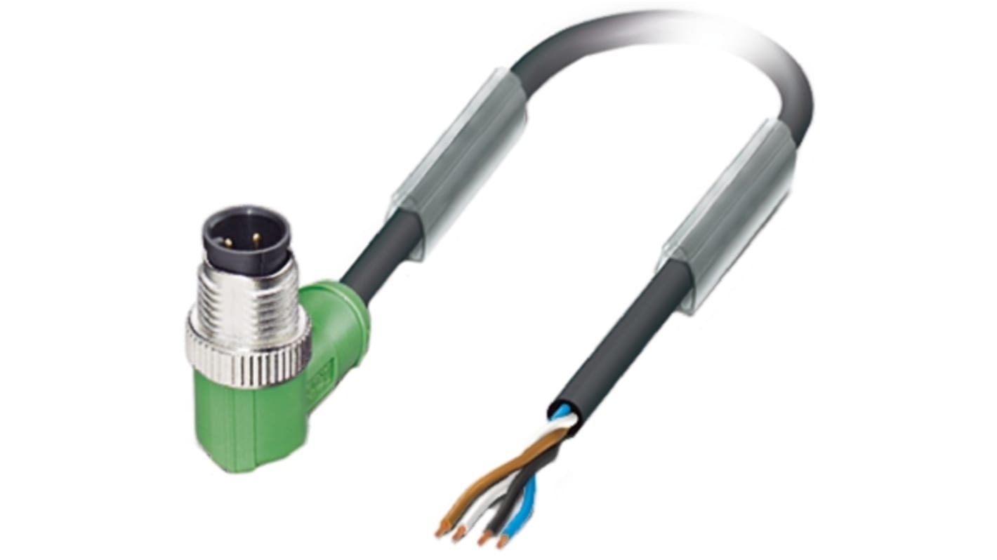 Cable de conexión Phoenix Contact, con. A M12 Macho, 4 polos, cod.: A, long. 3m, 250 V, 4 A, IP65, IP68, IP69K