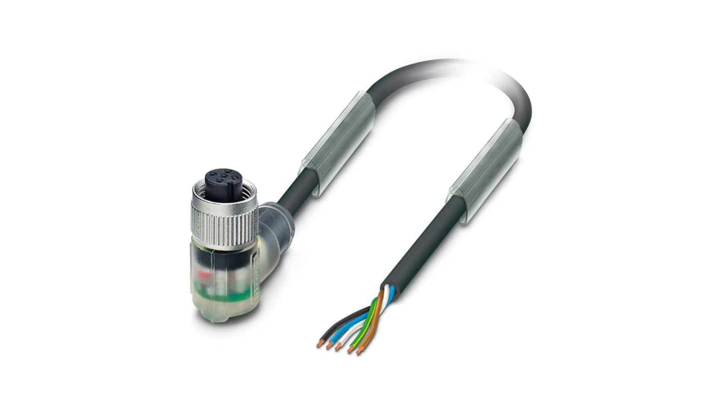 Cable de conexión Phoenix Contact, con. A M12 Hembra, 5 polos, cod.: A, long. 10m, 24 V, 4 A, IP65, IP68, IP69K