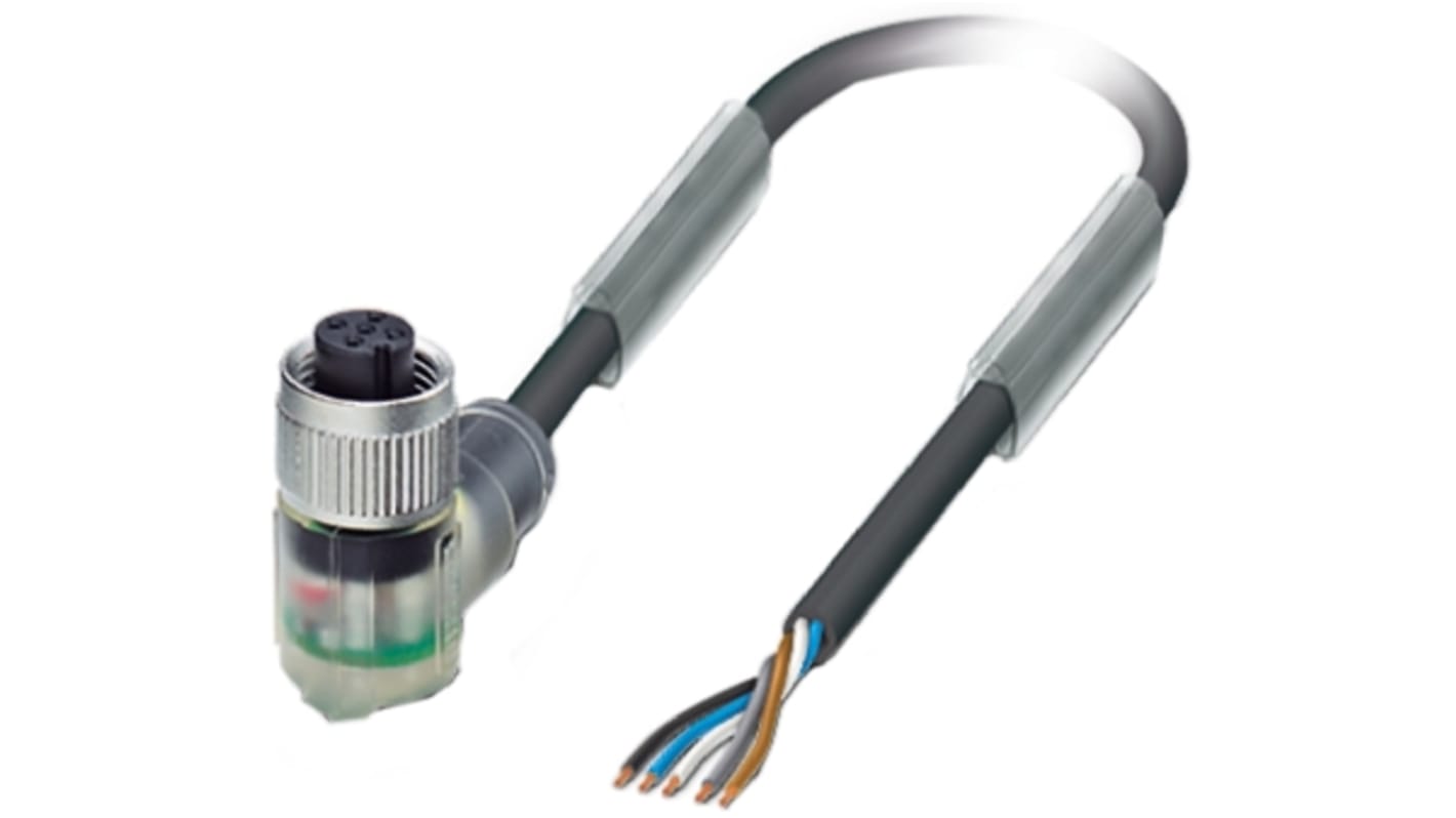 Phoenix Contact Right Angle Female 5 way M12 to Sensor Actuator Cable, 10m