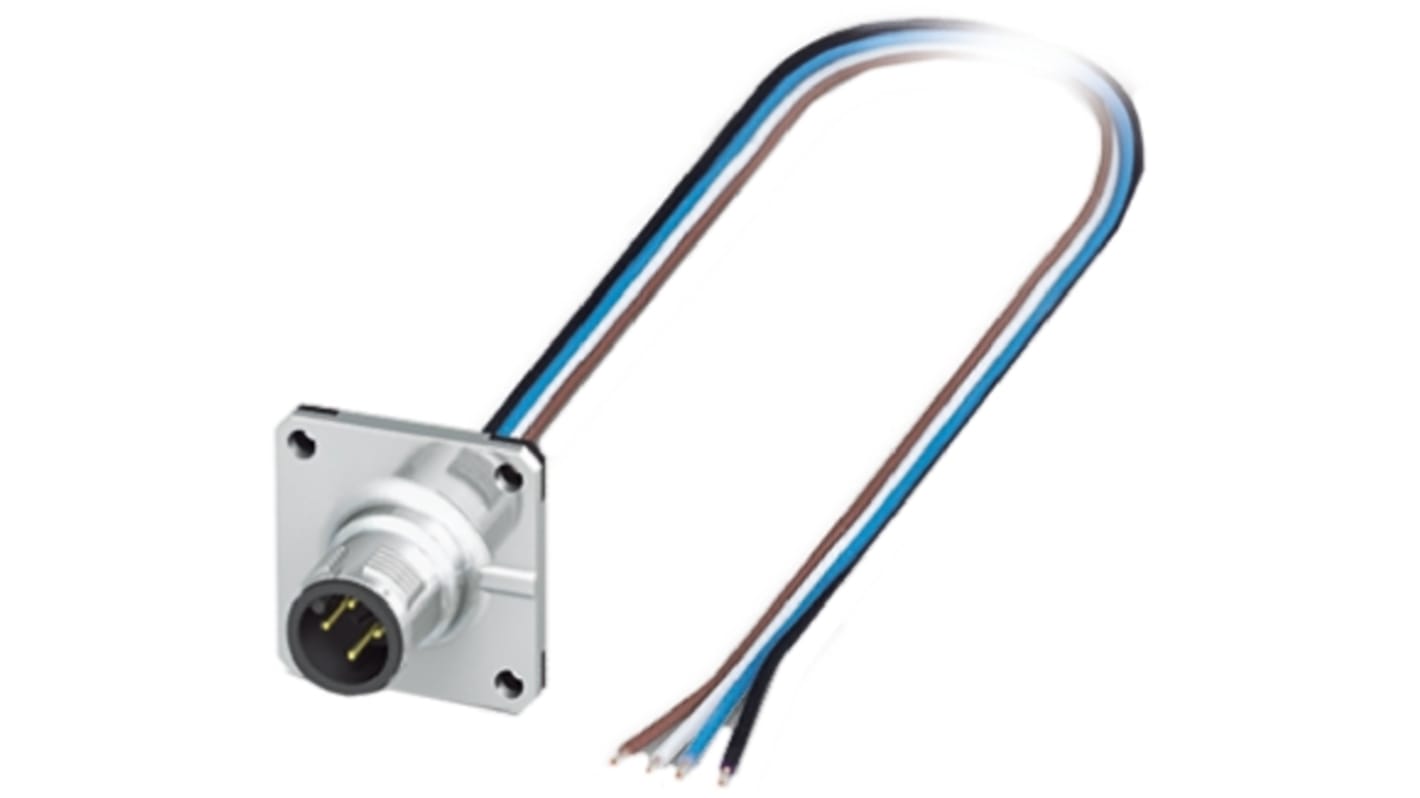 Phoenix Contact Straight Male 4 way M12 to Unterminated Sensor Actuator Cable, 500mm