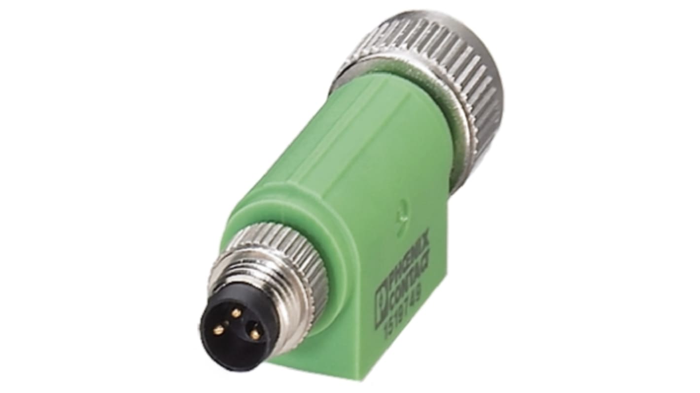 Adaptador conector circular, Phoenix Contact serie SAC, de extremo M8 Macho de 3 contactos, a extremo M12 Hembra de 3