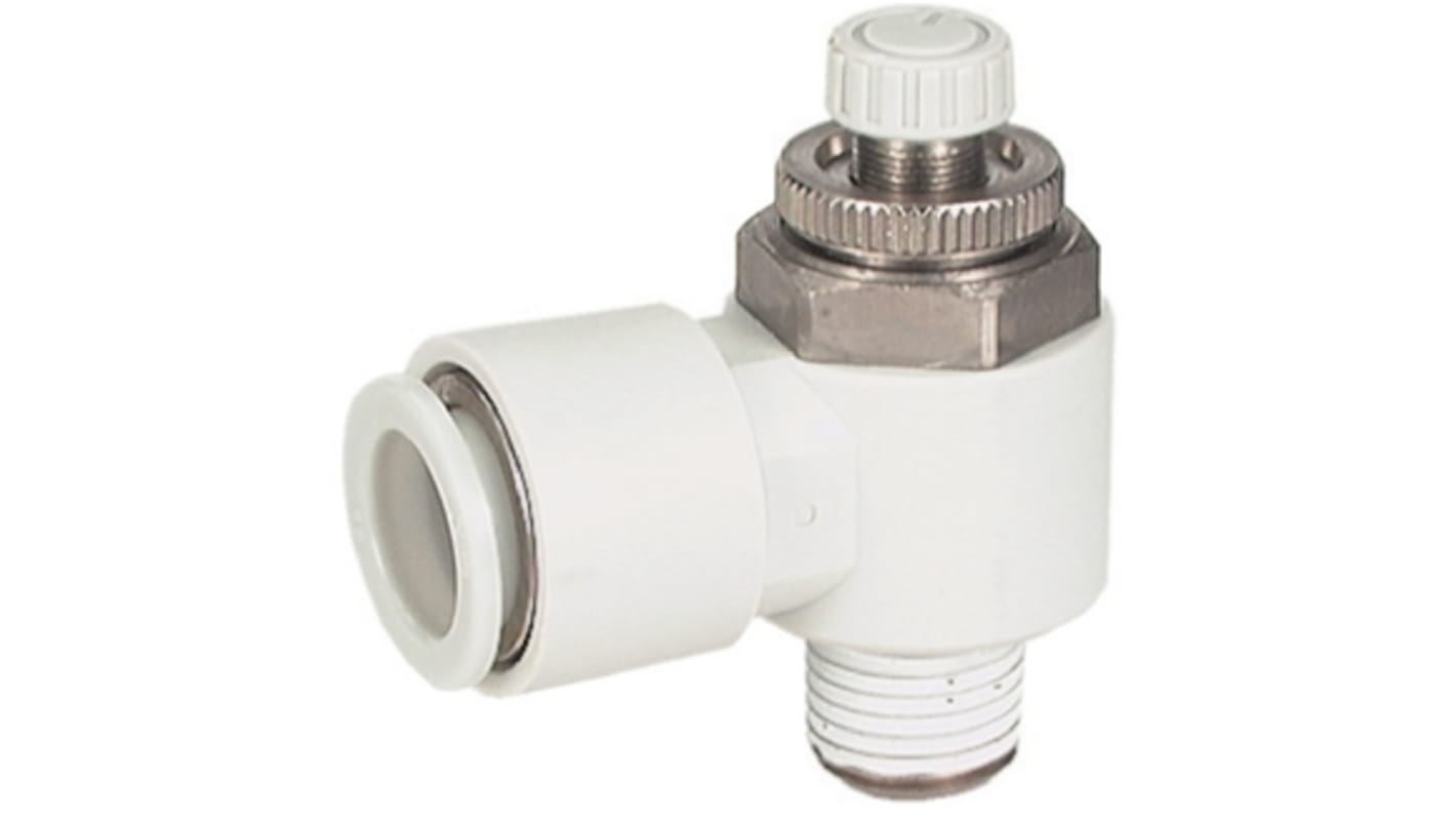 SMC AS Series Threaded Speed Controller, R 1/8 Male Inlet Port x R 1/8 Male Outlet Port x 4mm Tube Outlet Port