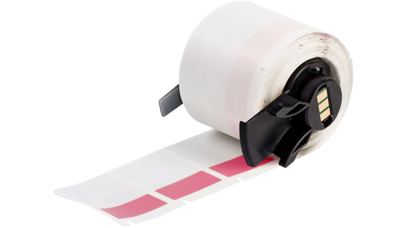 Brady B-427 Self-laminating Vinyl Red/Transparent Cable Labels, 25.4mm Width, 38.1mm Height
