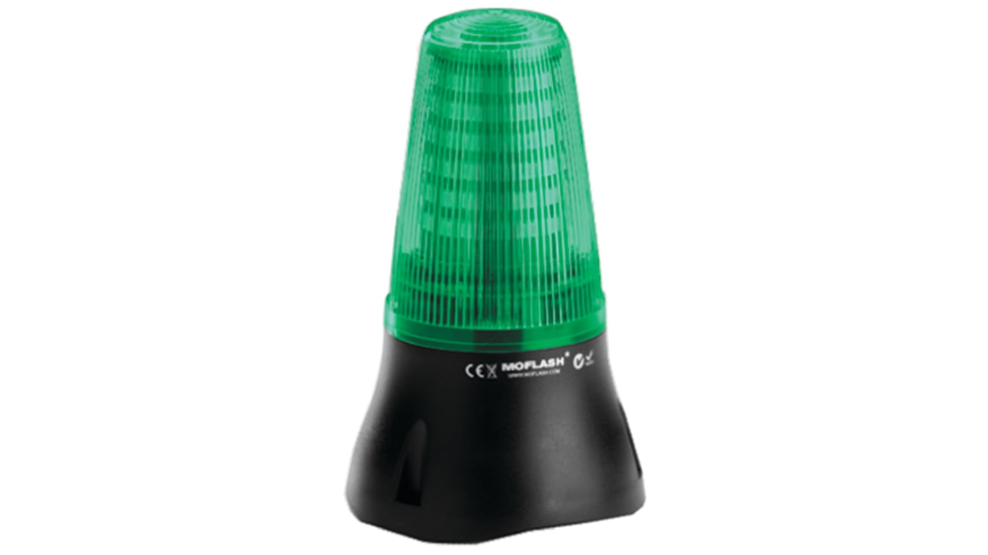 Moflash LEDD125 Series Green Multiple Effect Beacon, 115 V ac, Surface Mount, LED Bulb