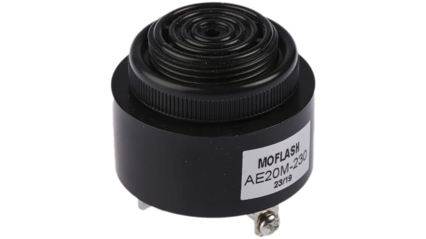 Moflash AE20M Series Panel Mount Buzzer, 230 V, 95dB at 1 m, IP55, AC, Single-Tone