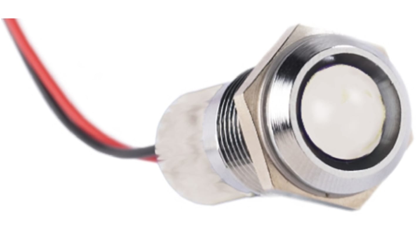 Lampka kontrolna do montażu panelowego 24V dc 14mm LED Chrom Wyprowadzenia RS PRO