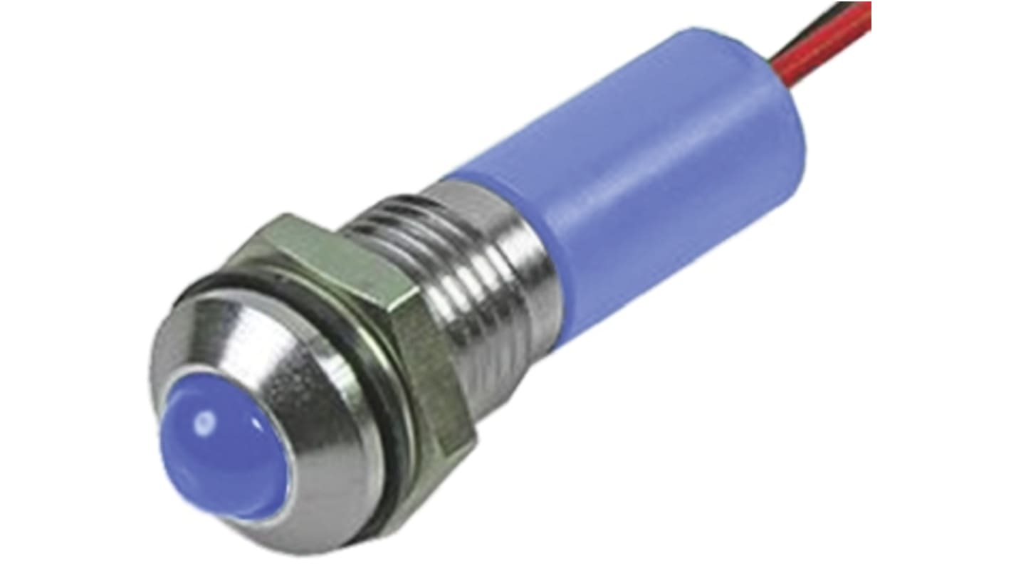 Indicatore da pannello RS PRO Blu  a LED, 12V cc, IP67, Sporgente, foro da 6mm