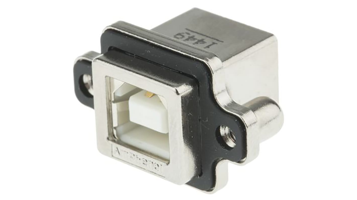 Amphenol ICC Right Angle, Through Hole, Socket- Single Port Type B USB Connector