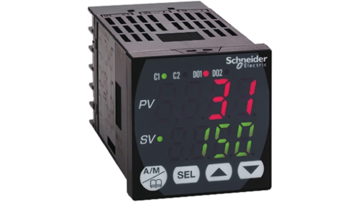 Controlador de temperatura PID Schneider Electric serie REG48, 48 x 48mm, 100 → 240 V ac, 1 salida Relé