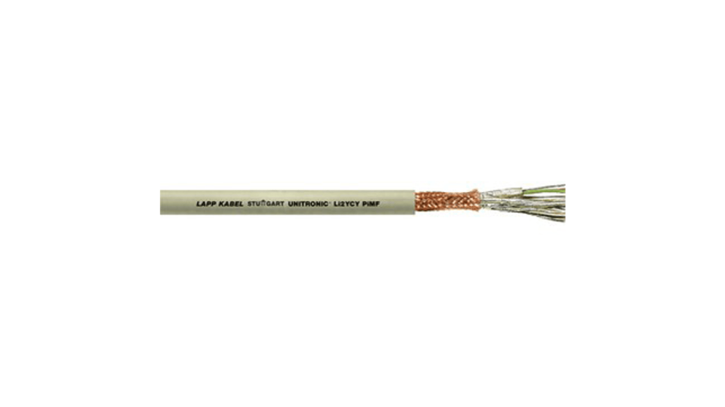 Lapp UNITRONIC Series Data Cable, 4 Pairs, 8 Cores, 0.5 mm², Screened, 20 AWG, 50m, FTP Shield, Li2YCY Cable