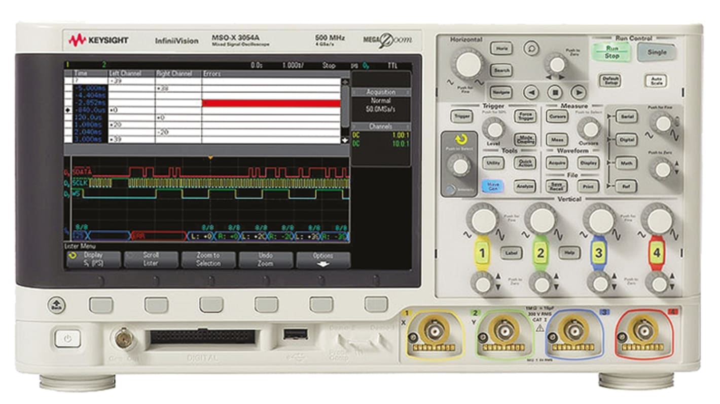 Keysight Technologies MSOX3054A InfiniiVision 3000A X Series, 500MHz Bench Oscilloscope, 4 Analogue Channels, 16