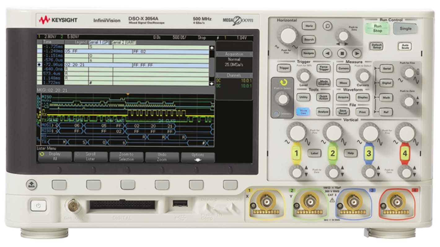 Keysight Technologies DSOX3054A InfiniiVision 3000A X Series, 500MHz Bench Oscilloscope, 4 Analogue Channels - RS