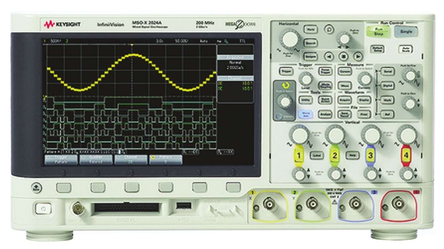 Keysight Technologies MSOX2024A InfiniiVision 2000 X Series, 200MHz Bench Oscilloscope, 4 Analogue Channels, 8 Digital