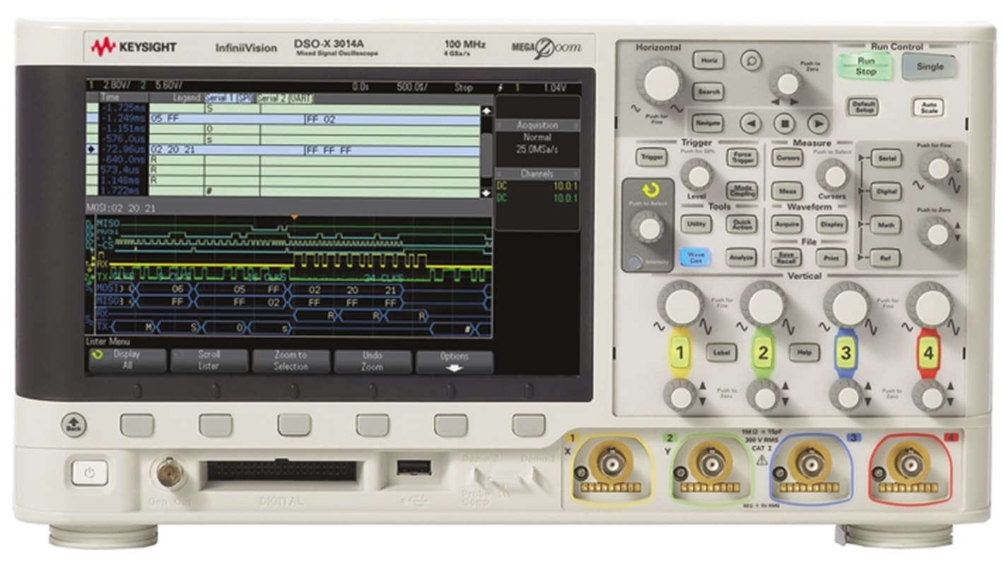 Oscilloscope De table Keysight série InﬁniiVision 3000 X, 100MHz, Etalonné RS