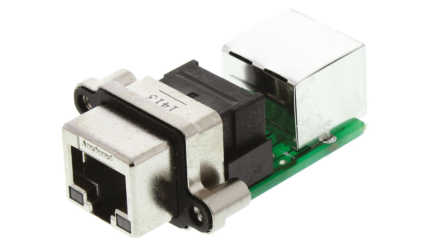 Amphenol ICC MRJ Cat.5e RJ45-Steckverbinder Buchse/Buchse, 2-Port 8-polig Ungeschirmt, Leiterplatten-Montage abgewinkelt