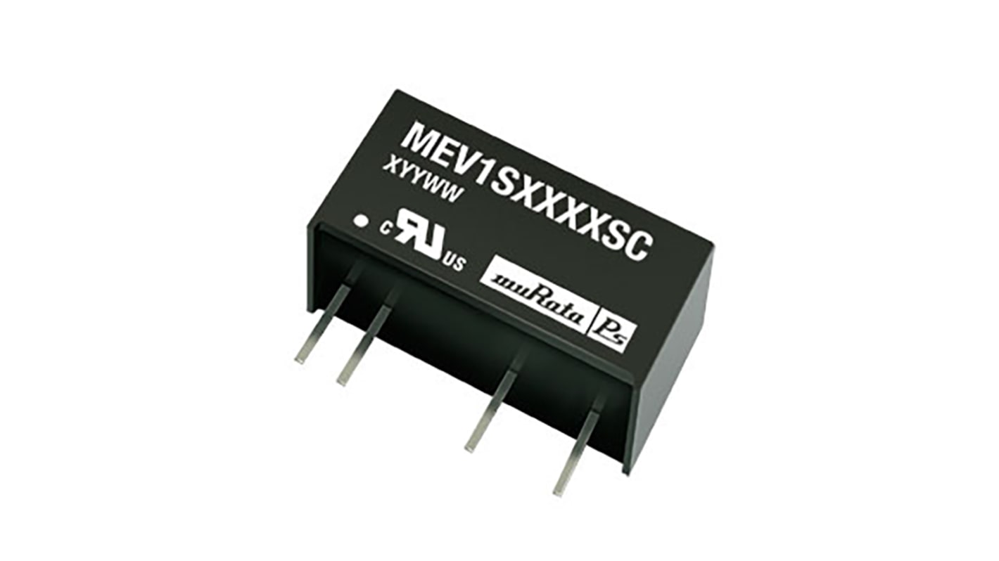 Murata Power Solutions MEV1 Isolated DC-DC Converter, 15V dc/ 67mA Output, 13.5 → 16.5 V dc Input, 1W, Through
