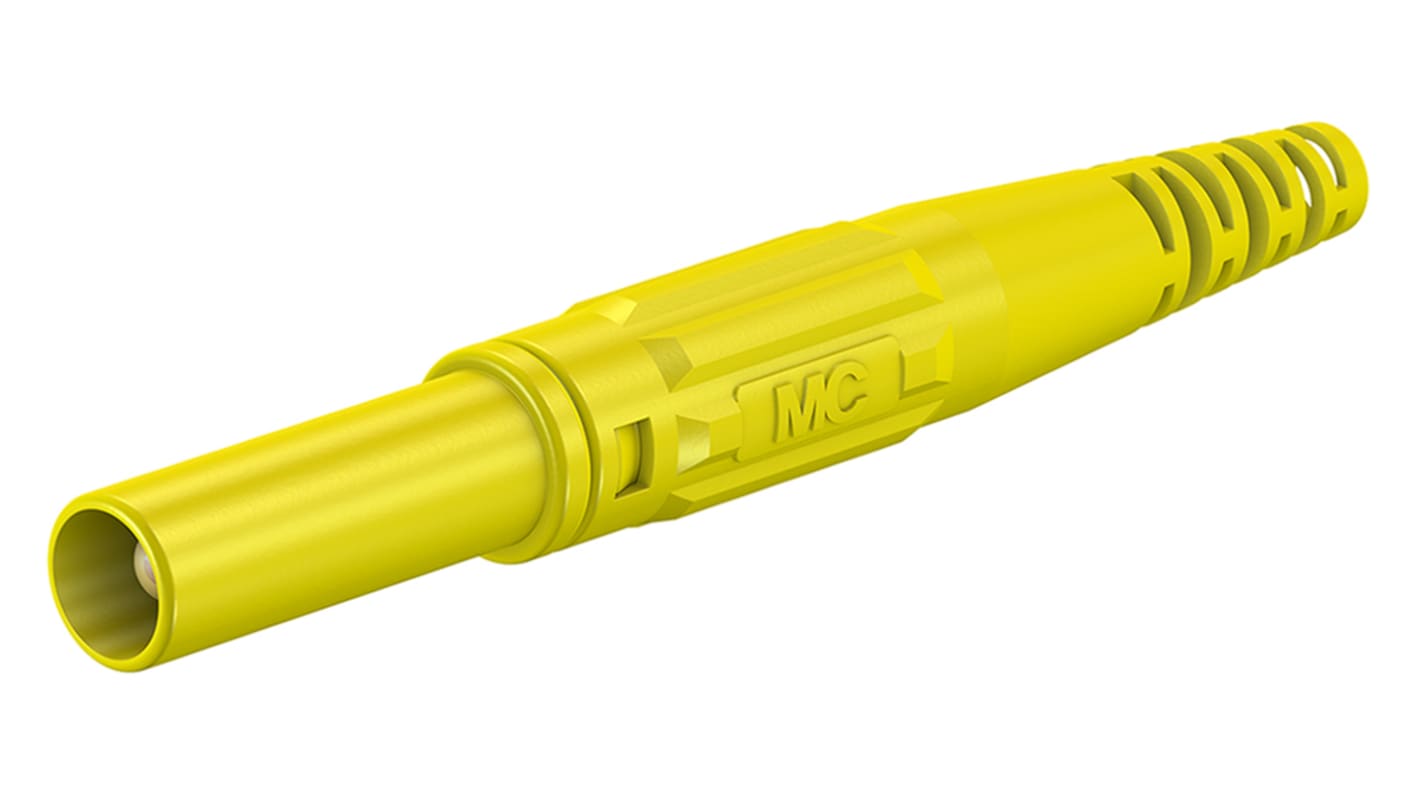 Conector banana Macho, 32A, 1000V, Contacto Níquel, Amarillo