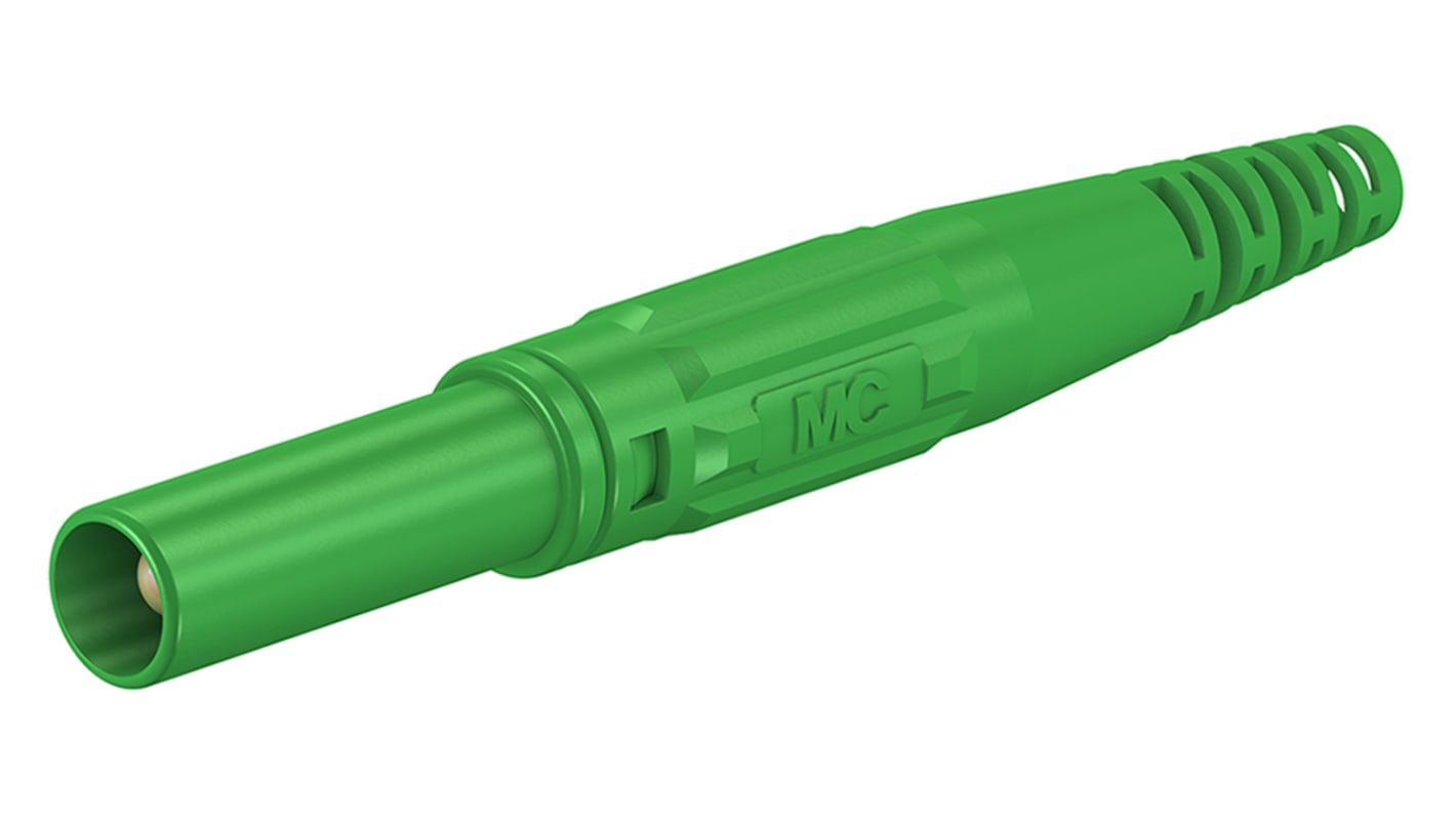 Staubli Green Male Banana Plug, 4 mm Connector, Screw Termination, 32A, 1000V, Nickel Plating