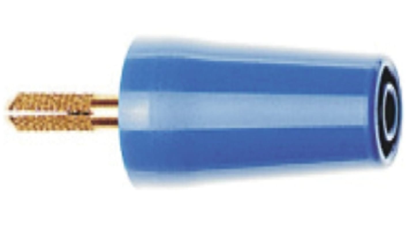 Staubli Blue, Male to Female Test Connector Adapter With Brass contacts and Gold Plated - Socket Size: 4mm