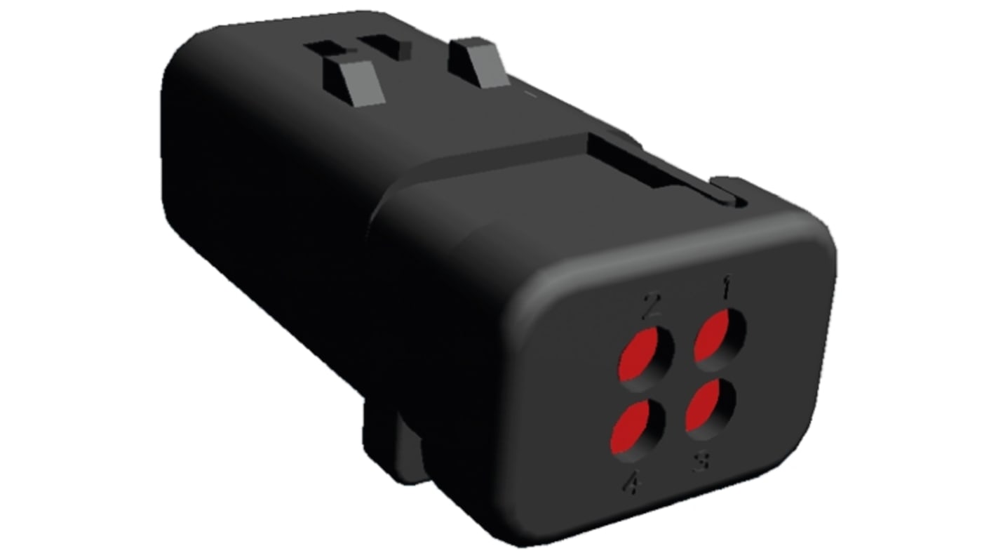 TE Connectivity, AMPSEAL 16 Automotive Connector Plug Red Clip Mount 4 Way 776488-1