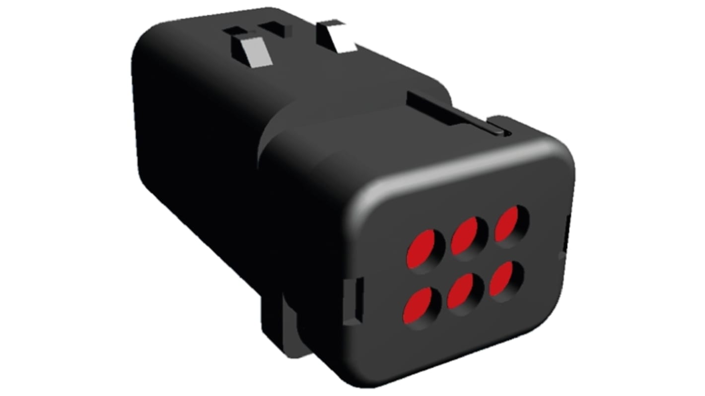 TE Connectivity, AMPSEAL 16 Automotive Connector Plug Red Clip Mount 6 Way 776537-1