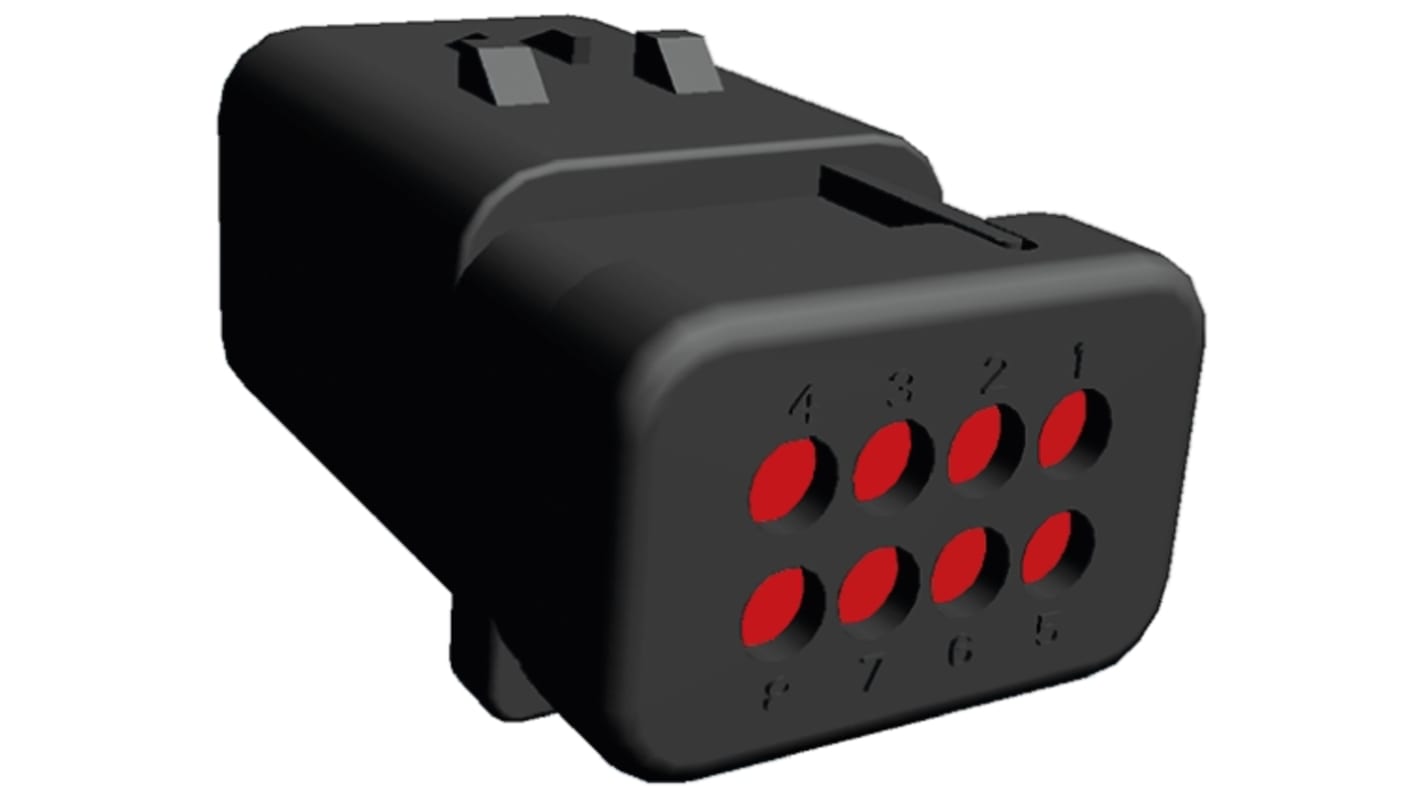 TE Connectivity, AMPSEAL 16 Automotive Connector Plug Red Clip Mount 8 Way 776538-1