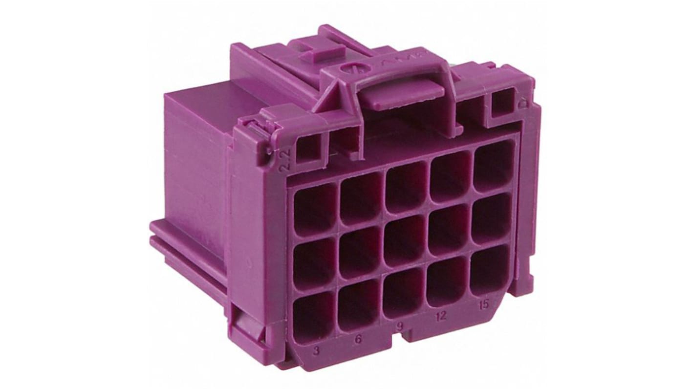 TE Connectivity, AMP MCP 2.8 Automotive Connector Socket Purple 15 Way 5-968973-1