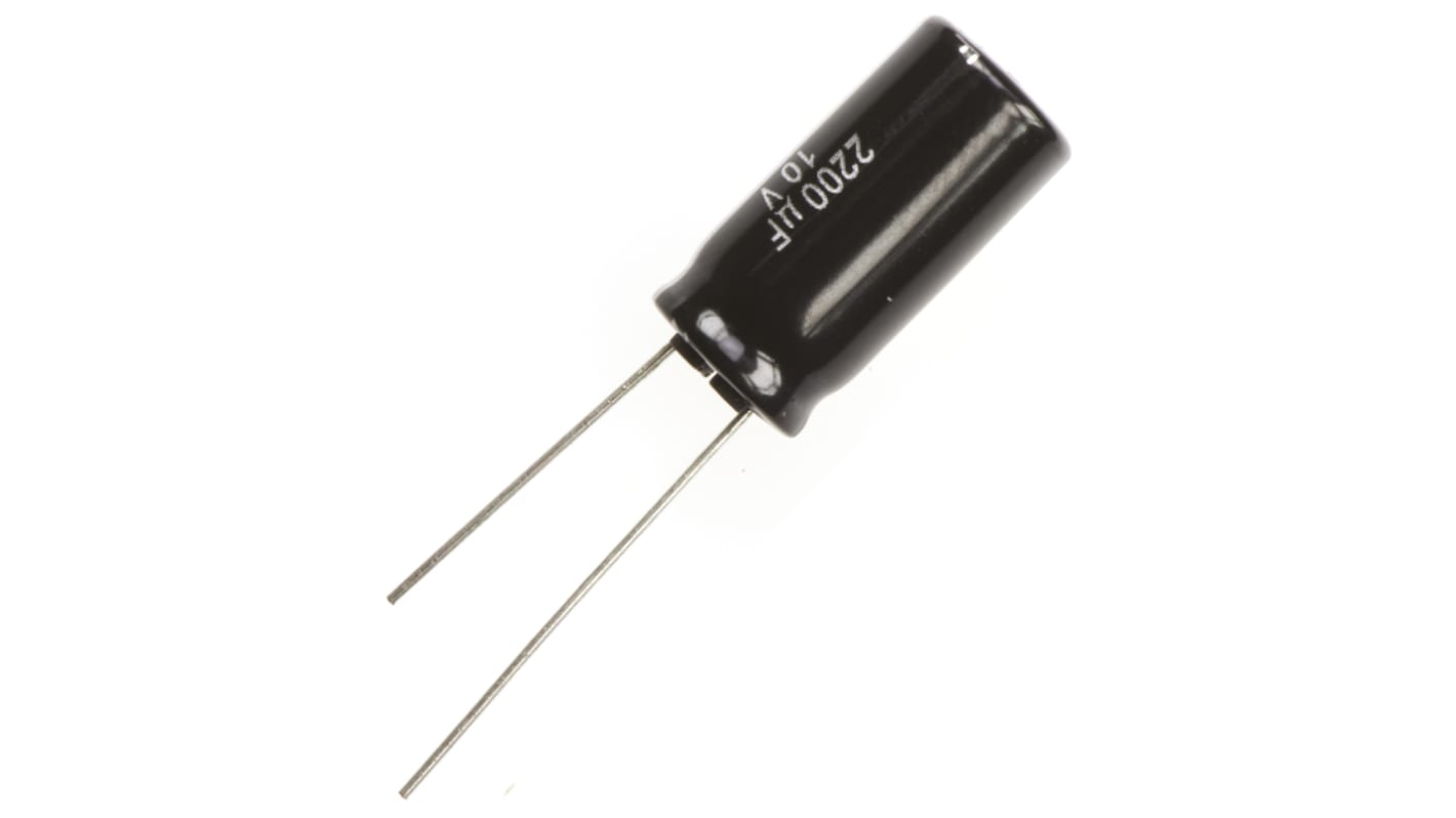 Condensatore Panasonic, serie NHG, 2200μF, 10V cc, ±20%, +105°C, Radiale, Foro passante