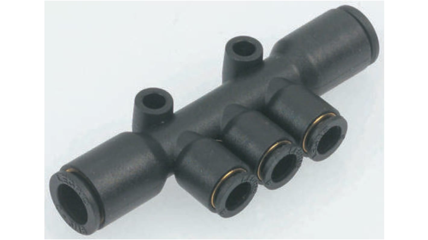 Legris LF3000 Series Tee Tube-to-Tube Adaptor Push In 4 mm, Push In 6 mm to Push In 6 mm, Tube-to-Tube Connection Style