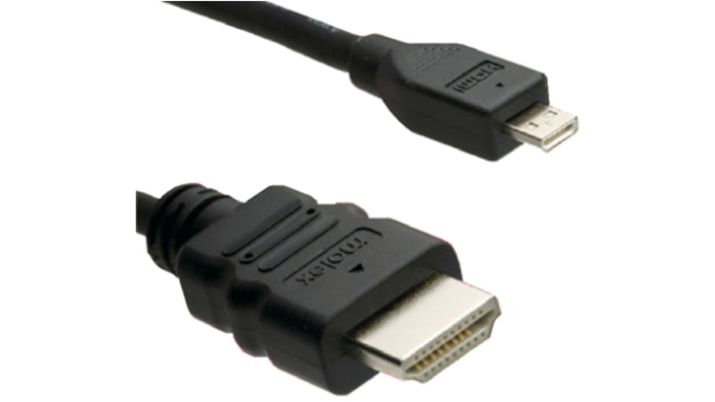 Cable HDMI Molex, con. A: HDMI Macho, con. B: Micro HDMI Macho, long. 1m