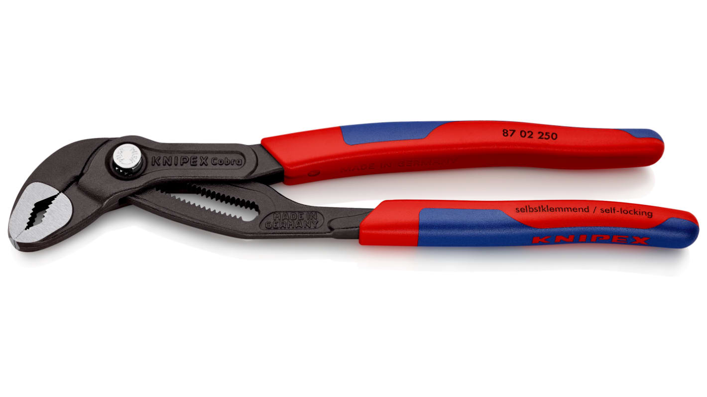 Knipex Cobra® Water Pump Pliers, 250 mm Overall, Flat, Straight Tip, 46mm Jaw